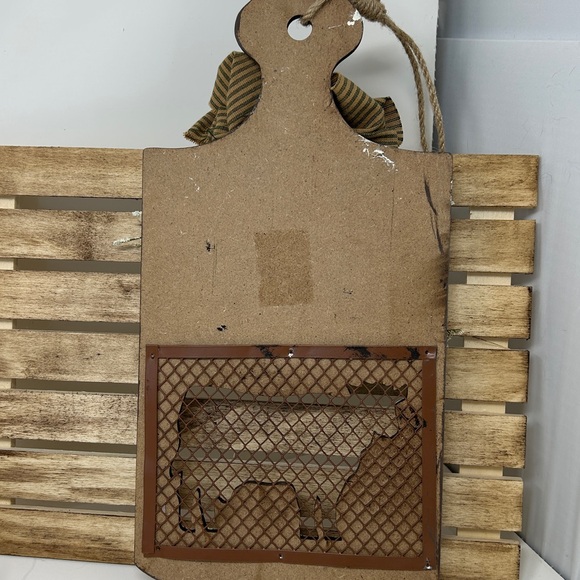 Rustic Farmhouse Wall Decor with Cow Cutout and Bow - Picture 9 of 9